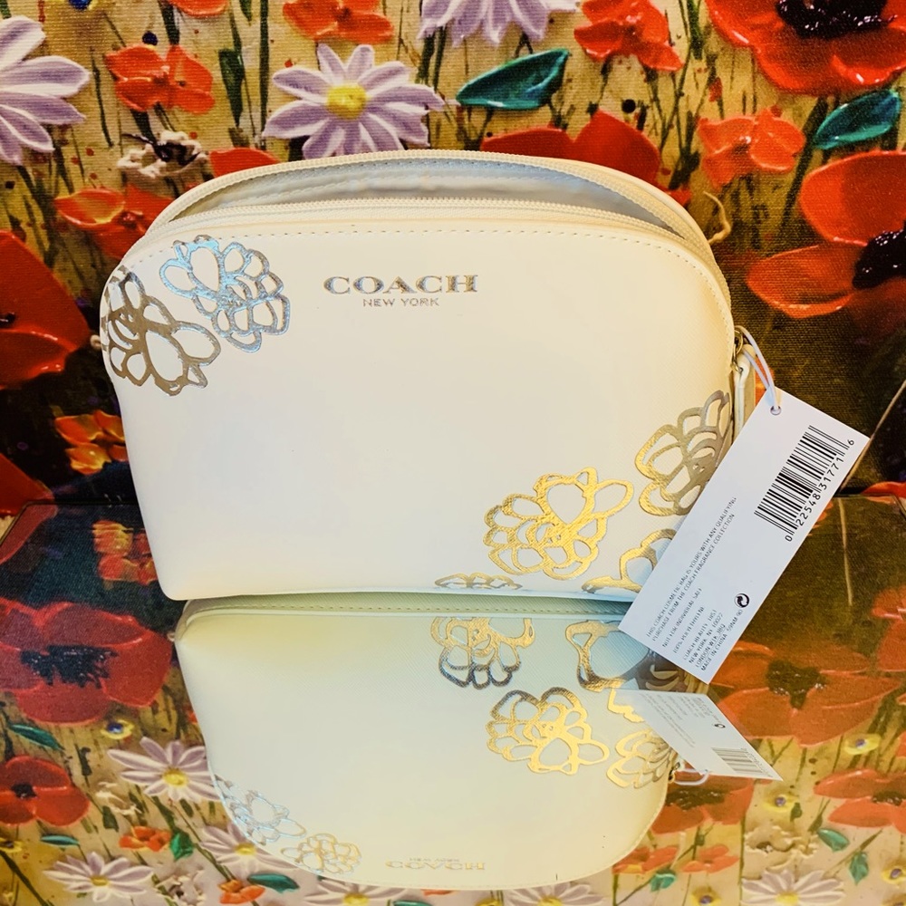 NWT authentic Coach roses cosmetics case